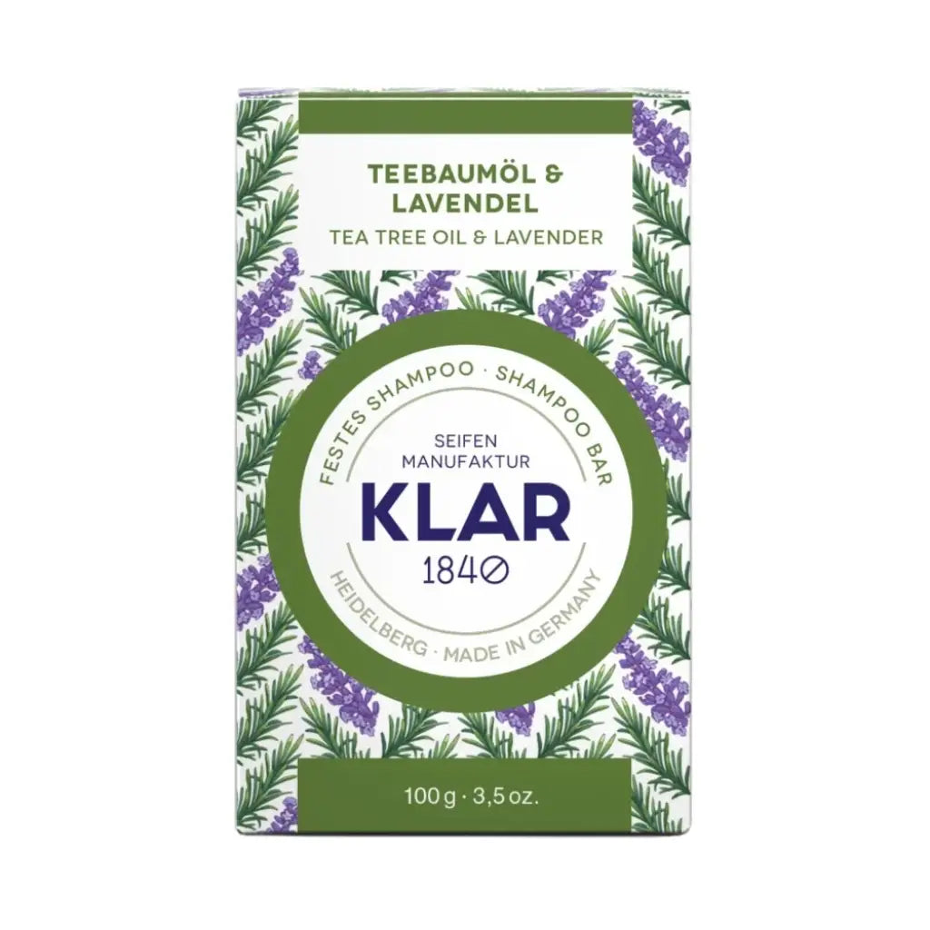 Teebaumöl & Lavendel Festes Shampoo | 100 gr | Klar Seifen | V Welt