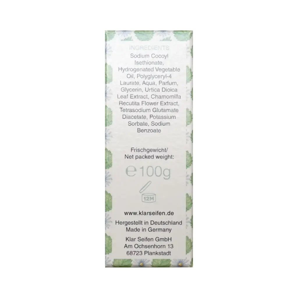 Kamille & Brennnessel Festes Shampoo | 100 gr | Klar Seifen | V Welt