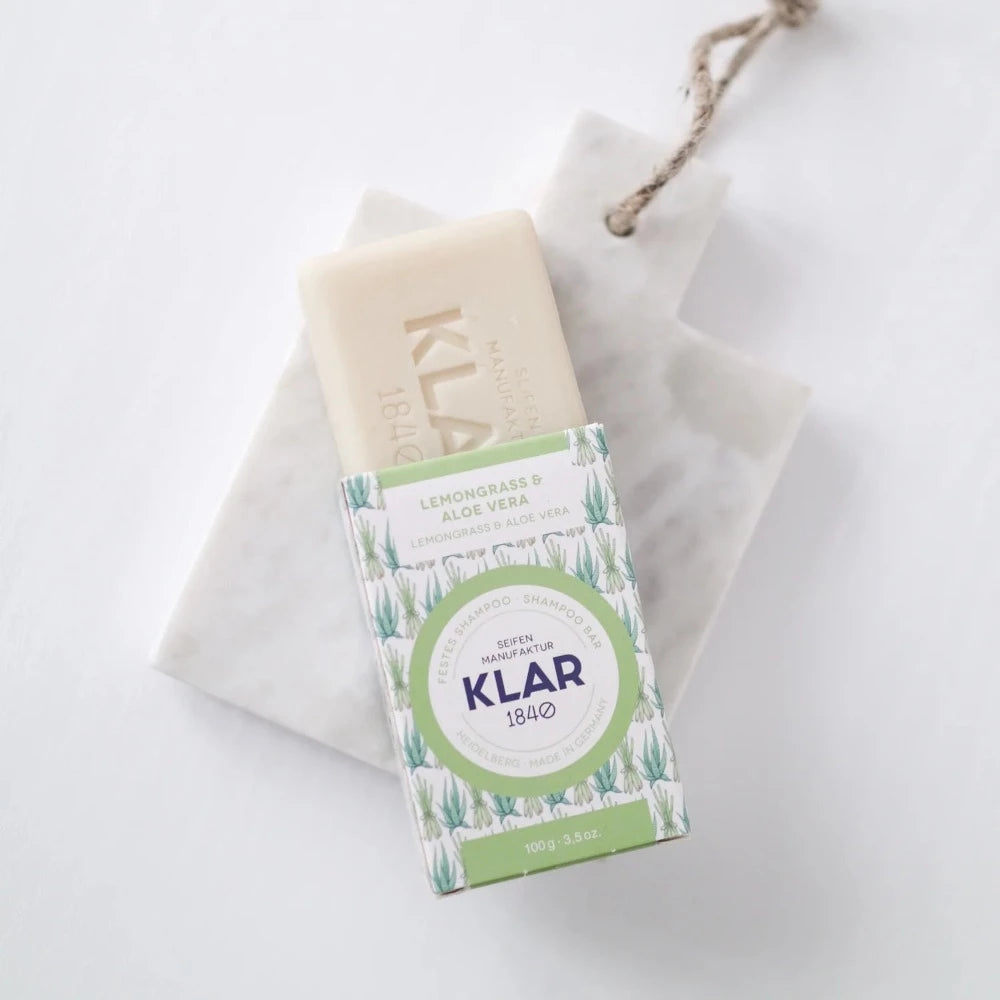 Lemongrass & Aloe Vera Festes Shampoo | 100 gr | Klar Seifen | V Welt
