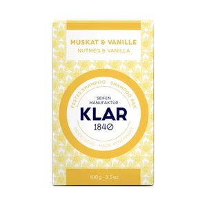 Muskat & Vanille Festes Shampoo | 100 gr | Klar Seifen | V Welt