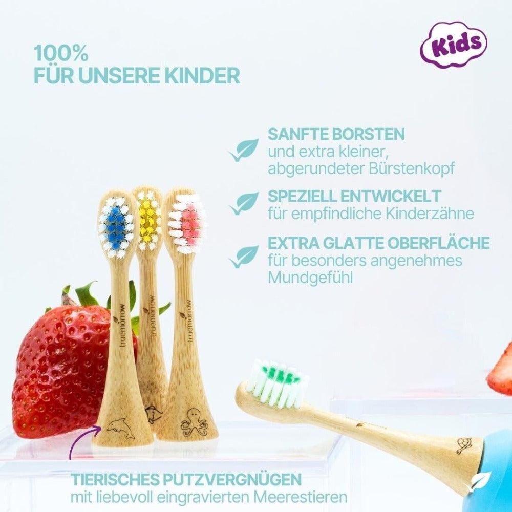 Aufsteckbürste Bambus für Kinder | Philips Sonicare | Rosa & Grün | Weich | truemorrow | V Welt