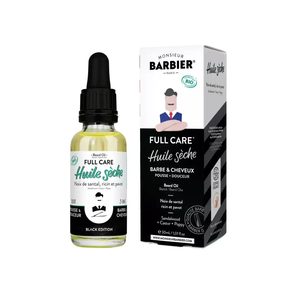 Full Care Black Edition | Bio Bart- & Haaröl | 30 mL | Monsieur BARBIER | V Welt