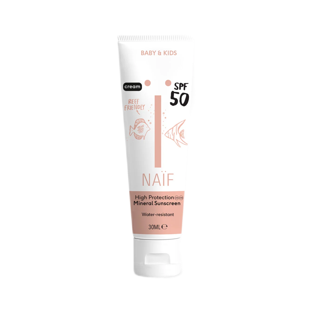 Naïf | Mineralische Sonnenschutzcreme für Babys & Kinder SPF50 | Reisegröße | 30 ml | V Welt