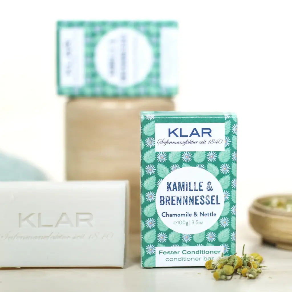 Kamille & Brennnessel Fester Spülung | 100 gr | Klar Seifen | V Welt