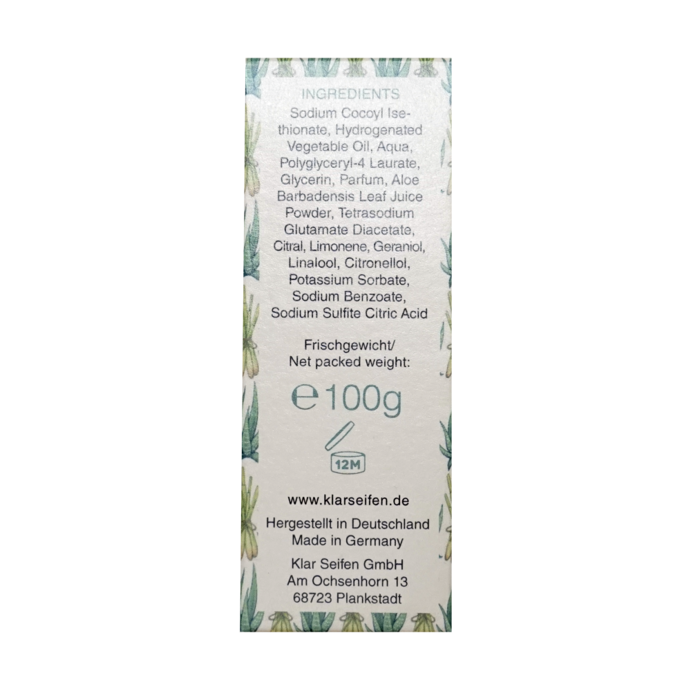Lemongrass & Aloe Vera Festes Shampoo | 100 gr | Klar Seifen | V Welt
