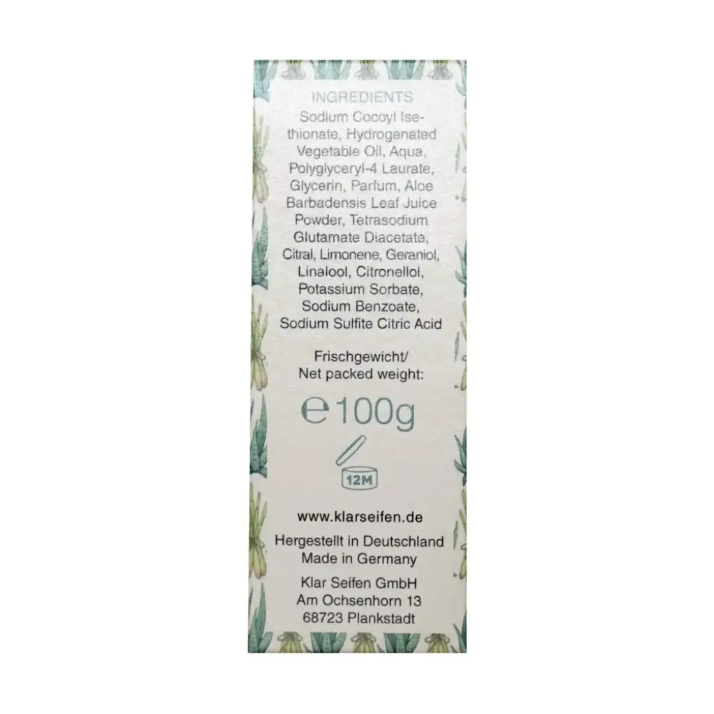 Lemongrass & Aloe Vera Festes Shampoo | 100 gr | Klar Seifen | V Welt