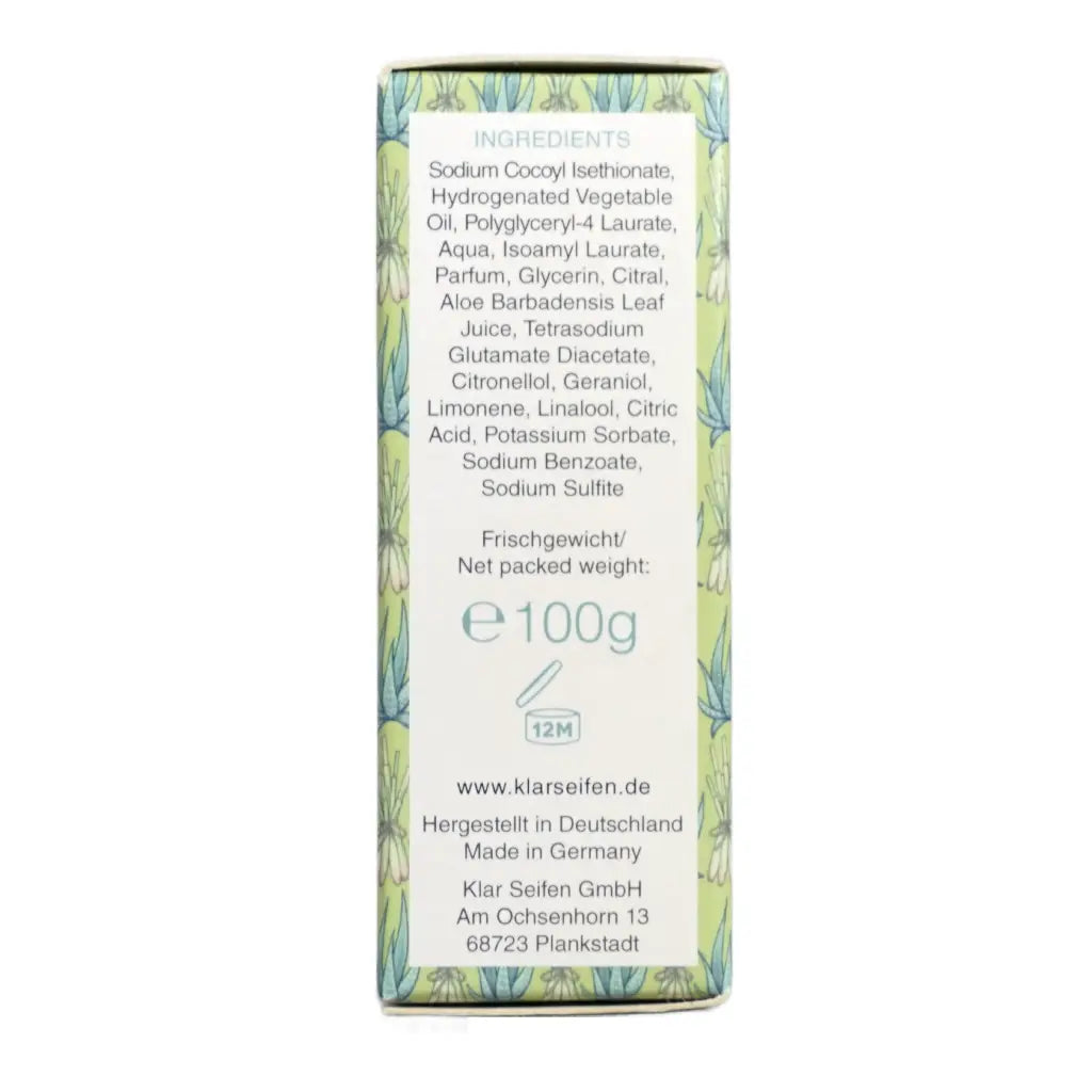 Zitronengras & Aloe Vera Fester Spülung | 100 gr | Klar Seifen | V Welt