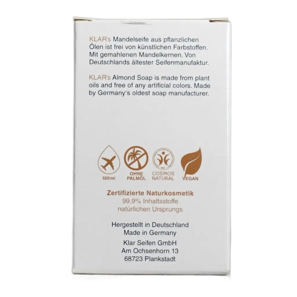 Mandelseife | 100 gr | Klar Seifen | V Welt