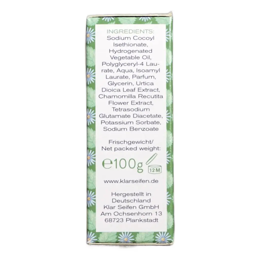 Kamille & Brennnessel Fester Spülung | 100 gr | Klar Seifen | V Welt