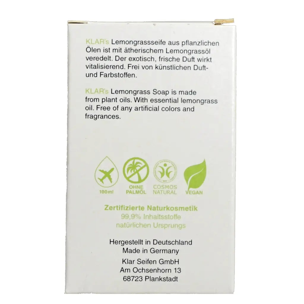 Lemongrassseife | 100 gr | Klar Seifen | V Welt