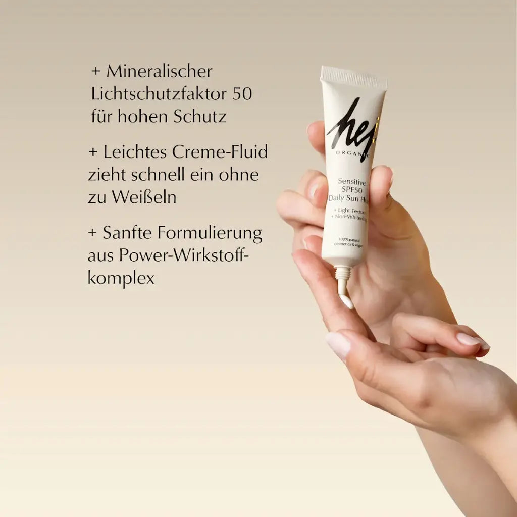 Sensitive Daily Sun Fluid LSF 50+ Tagescreme | 30 ml | hej Organic | V Welt