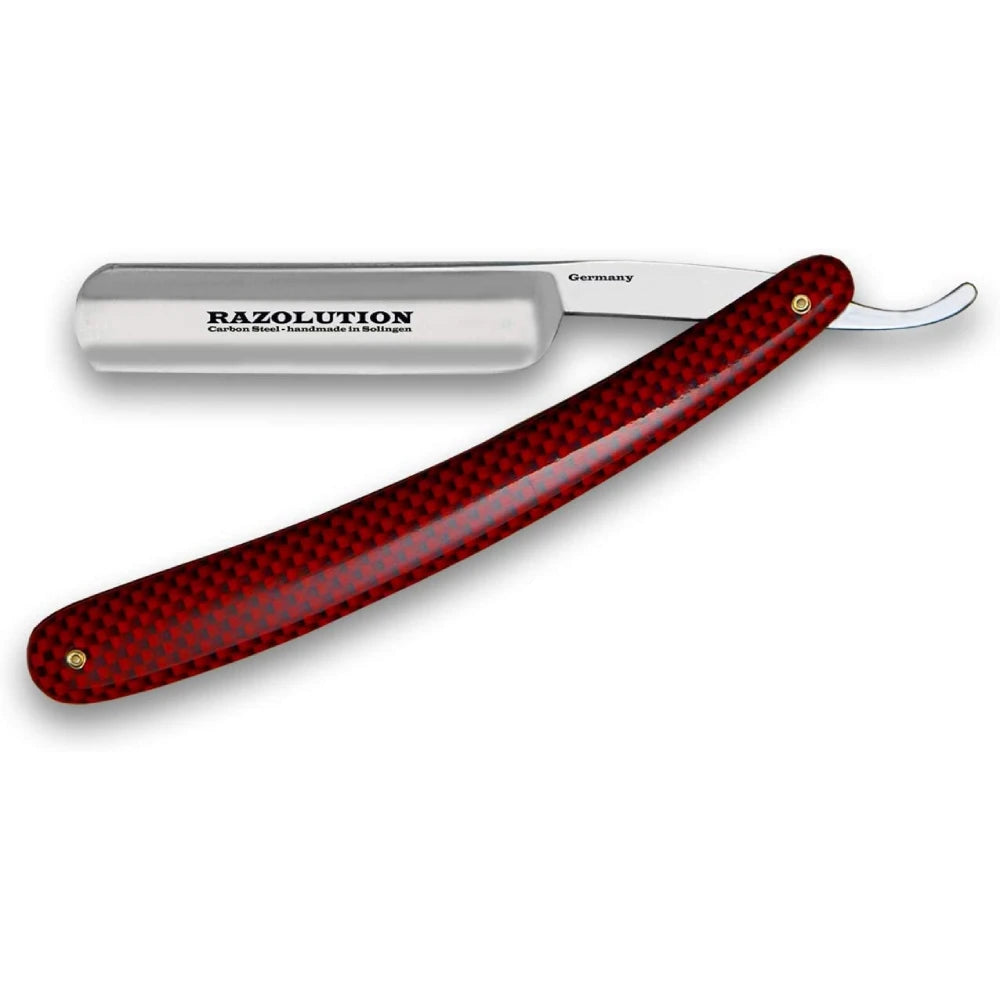 Rasiermesser 5/8" | Racing Red | Carbonstahl | Razolution | V Welt